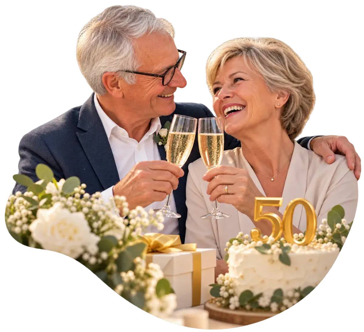 Een koppel viert 50 jaar samen